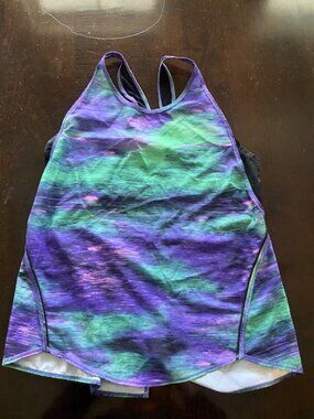 Lululemon Real Quick Singlet Tank Top ~Sz 6 Rio Nights Multi Black Purple Green